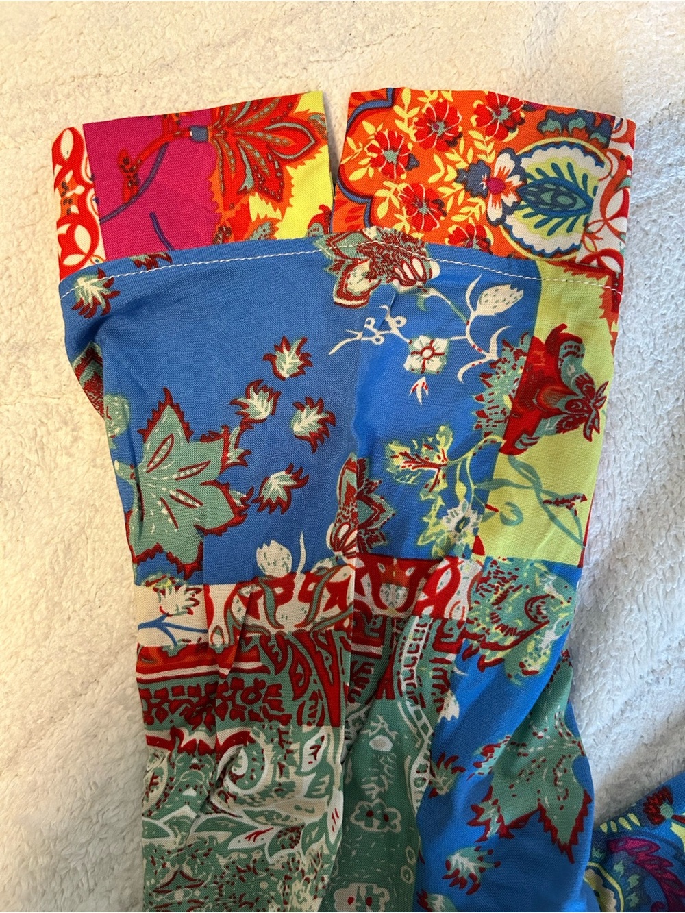 Colorful patchwork 3/4 sleeve button-down top - Picture 6 of 6